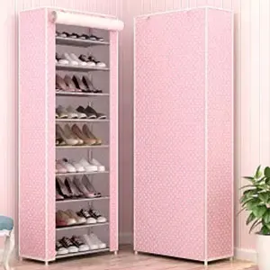 Шкаф для обуви, домашняя многослойная простая полка для обуви, стеллаж для хранения обуви, органайзер для обуви, может свободно разбирать шкаф для обуви - Цвет: Pink 9grid