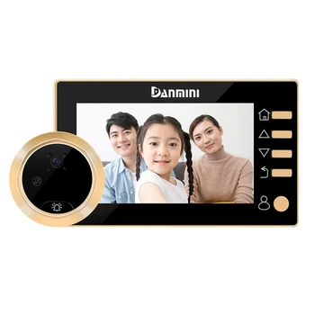 

Danmini Video Doorbell Peephole With Camera, 4.3 Inch Hd Digital Display, Zinc Alloy Material Cat Eyes Door Viewer, 300, 000 P