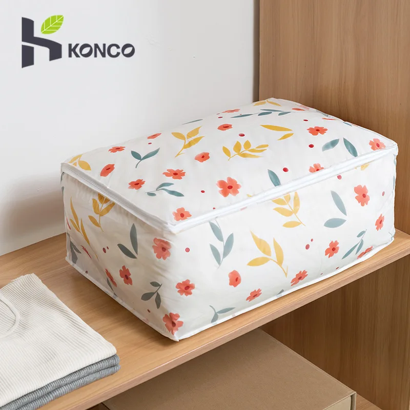 

Konco ThickenQuilt Storage Bag PEVA Waterproof Dust-proof Bags Bedroom Wardrobe Organizer Travel Luggage Bags Clothes Organizer