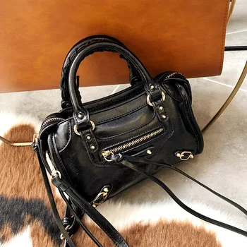 

Womens Motorcycle Studs Tassels Clutch Mini Handbag Totes Shoulder Fashion Large PU Leather High Quality 5Colors Punk