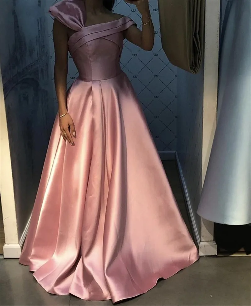 

ANGELSBRIDEP грязно-розовые длинные вечерние платья на одно плечо платья для вечеринки простой дизайн дешевое атласное платье для выпускного вечера