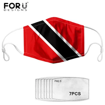 

FORUDESIGNS Filter with Reusable Face Mask Caribbean Trinidad and Tobago Flag Printed Face Mouth Nose Elastic Mascarilla