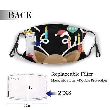 

protective mask with filter Happy Hanukkah Merry Christmas Reindeer anti dust PM2.5 reuse adult teen child girl