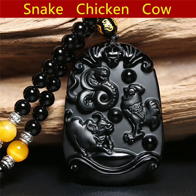 Hand Carved Obsidian Rat Pendant Charm Rat Amulet Charm Pendant