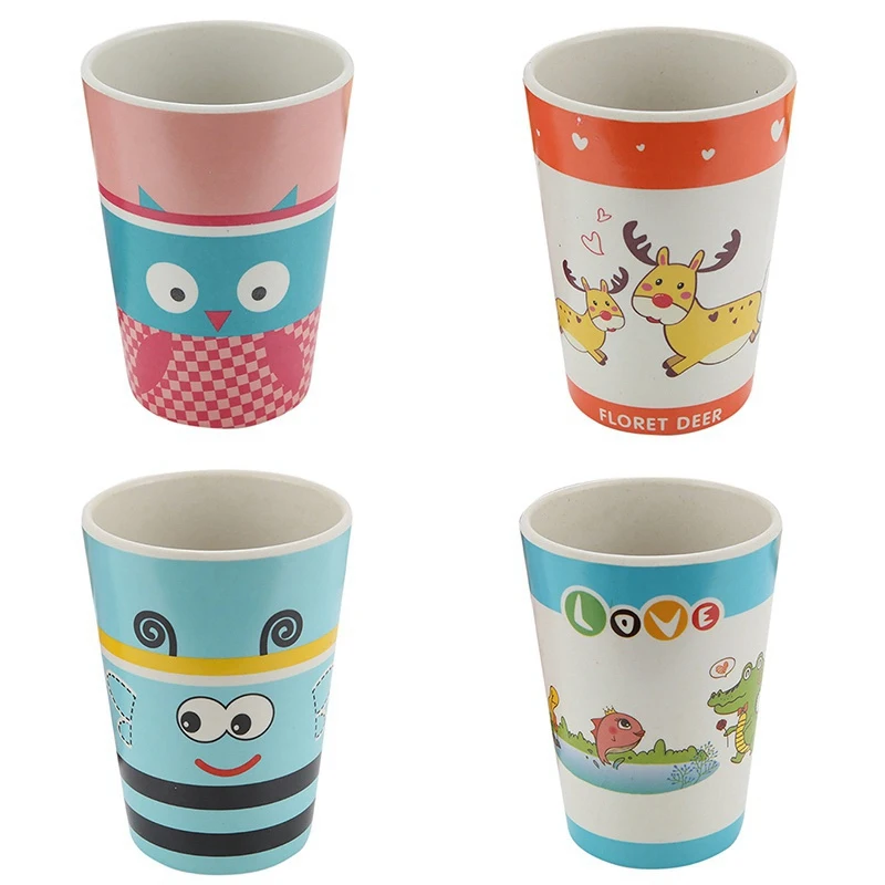 

8 Colors Children's Environmental Protection Water Cup Kids Non-slip Cartoon Baby Bamboo Fiber Feeding Mug
