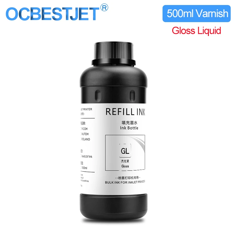 Garrafa Verniz uv Brilho para Epson L800 L805 L1800 R290 R330 1390 1400 4800 4880 7800 7880 Tx800 Xp600 Xp300 uv Dtf Prniter 500ml