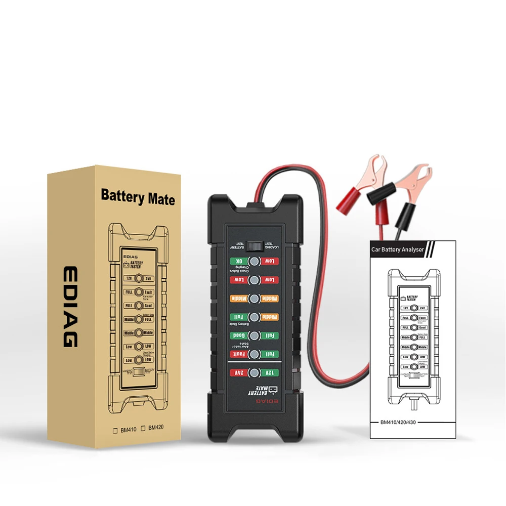 12V 24V для автомобилей и мотоциклов Батарея тестер BM410 & BM420 с 7 светодиодный свет