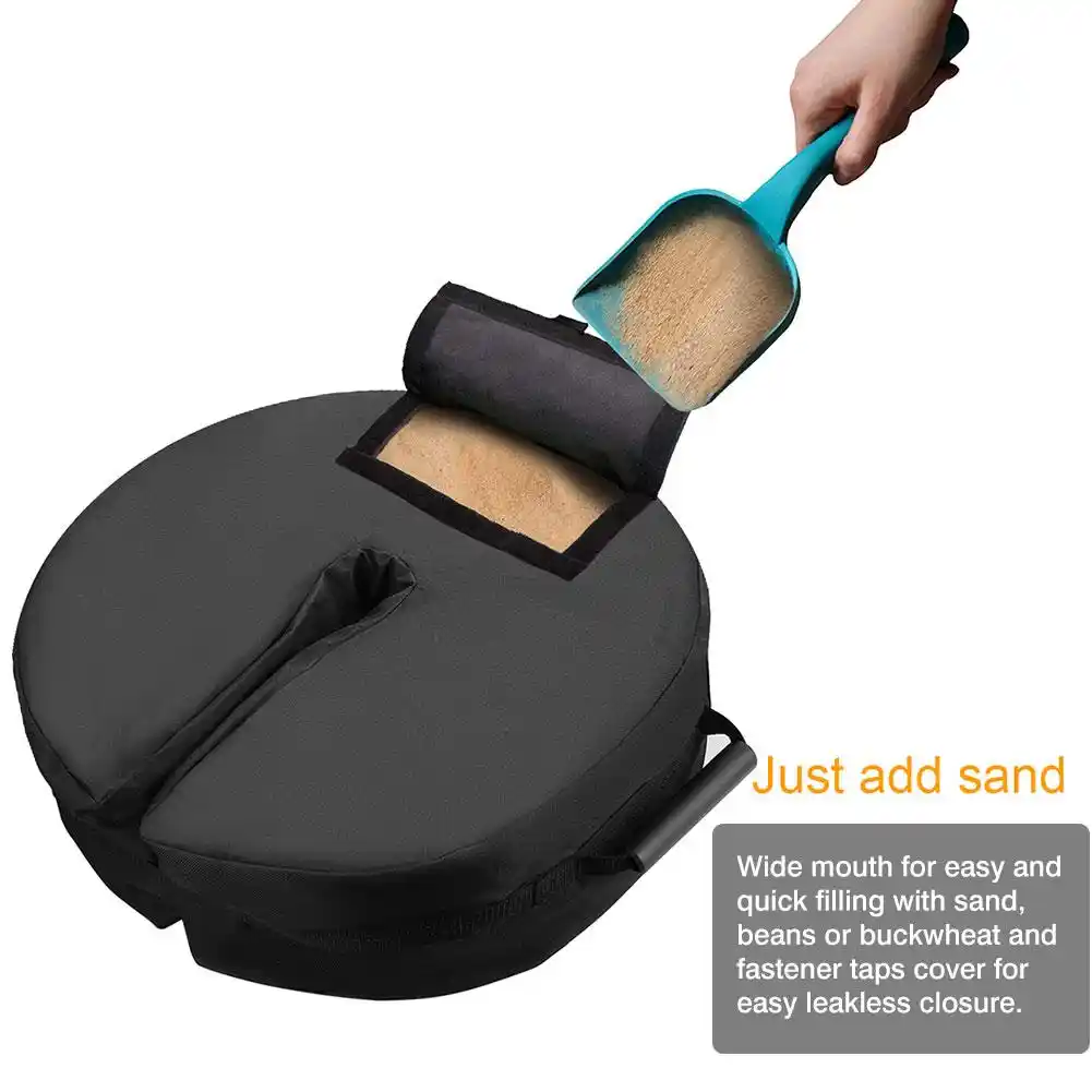 Parasol Umbrella Base Sunshade Parasol Umbrella Base Weight Bag Heavy Duty Detachable Round Sand Bag With Handles 46 X 15cm Gosear Parasol Base Weight Bag Patio Lawn Garden Patio Furniture