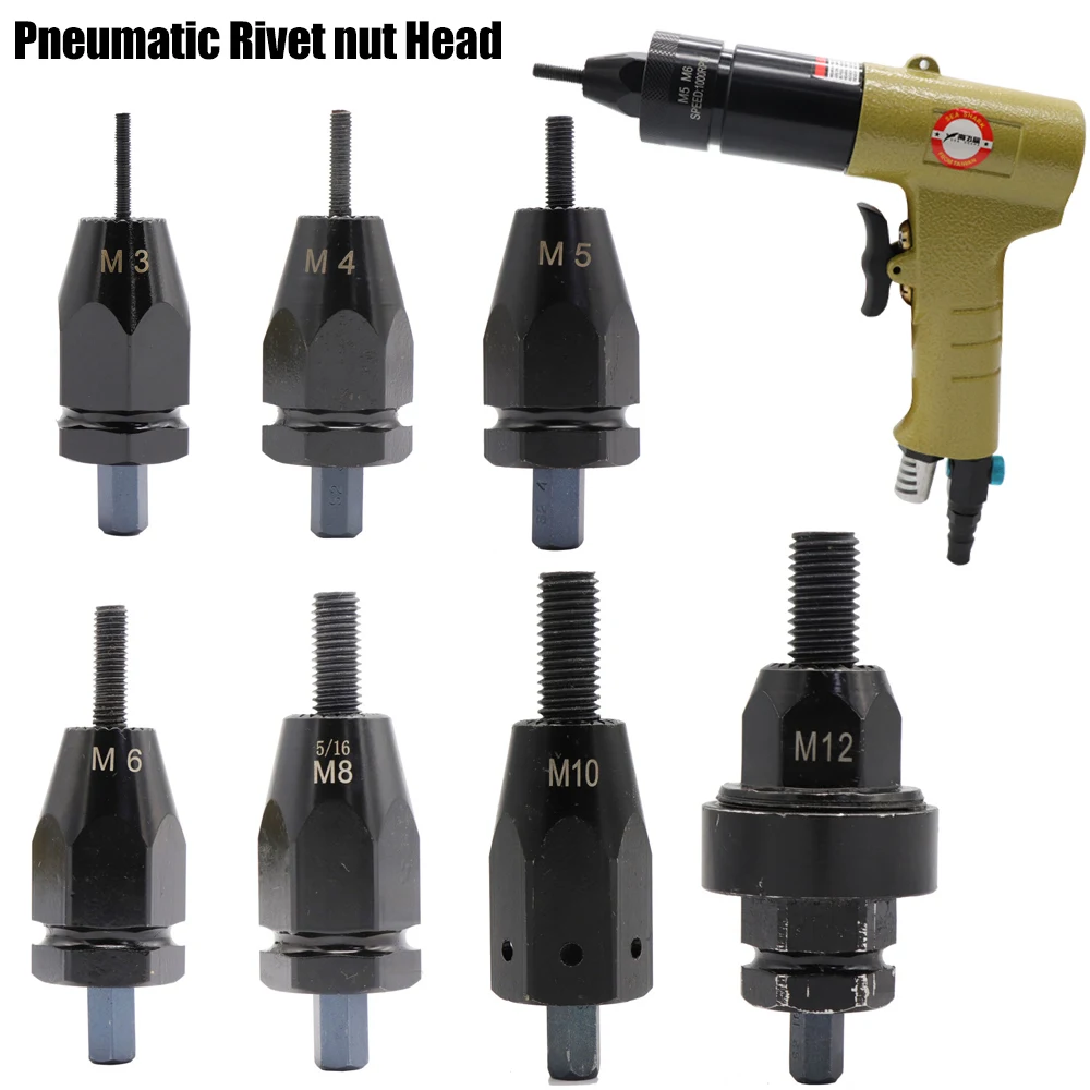 M3-M12 32/5 3/16 1/4 5/16 3/8 1/2 Air Pneumatic Rivet Gun Adapter Head Part for Rivet Guns Tool Accessories