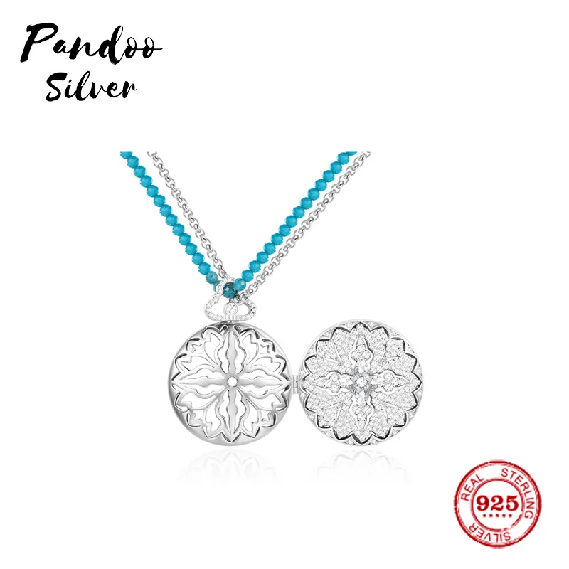 

Fashion Charm Sterling Silver Copy 1:1 Copy,Silver Kaléidoscope Necklace With Floral Locket Women Monaco Jewelry Gift With Logo