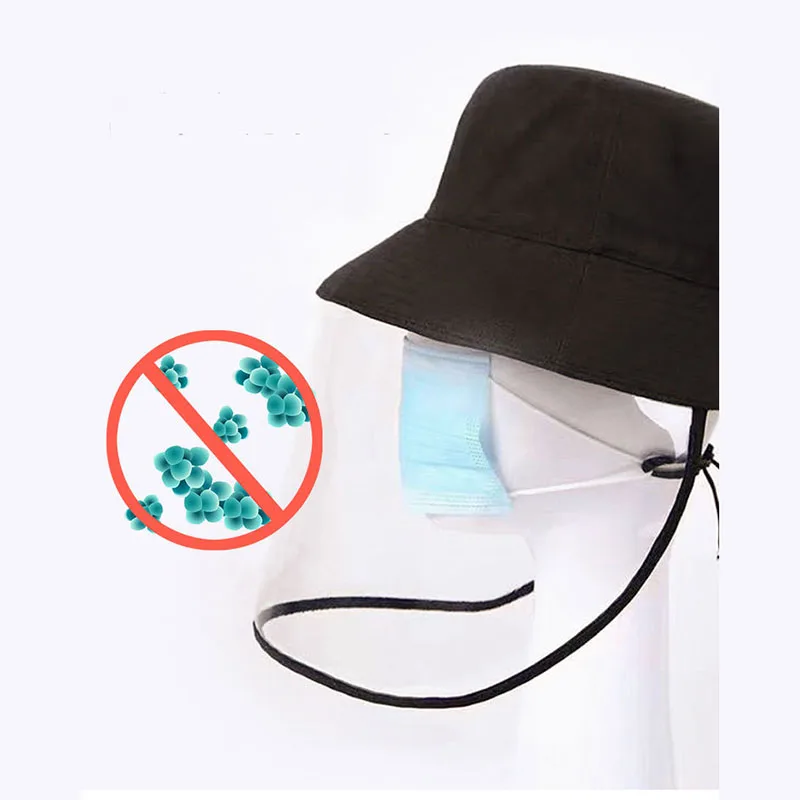 

Bucket Hats Anti-virus Anti-fog Mask Baseball Cap Removable Bandage Velcro Outdoor Men Woman Kids Hats Black Solid Color