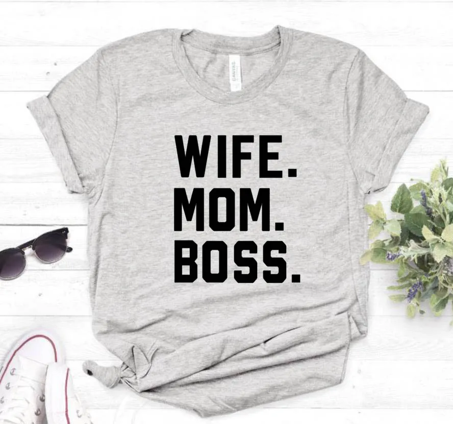 Женская футболка с надписью «жена, мама, босс», хлопковая Повседневная забавная футболка для девушек, хипстер, Прямая поставка S-1