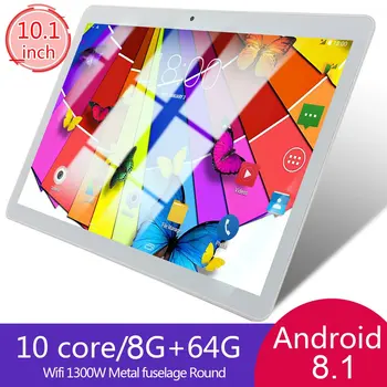 

KT107 Round Hole Tablet 10.1 Inch HD Large Screen Android 8.10 Version Fashion Portable Tablet 8G+64G White Tablet White US Plug