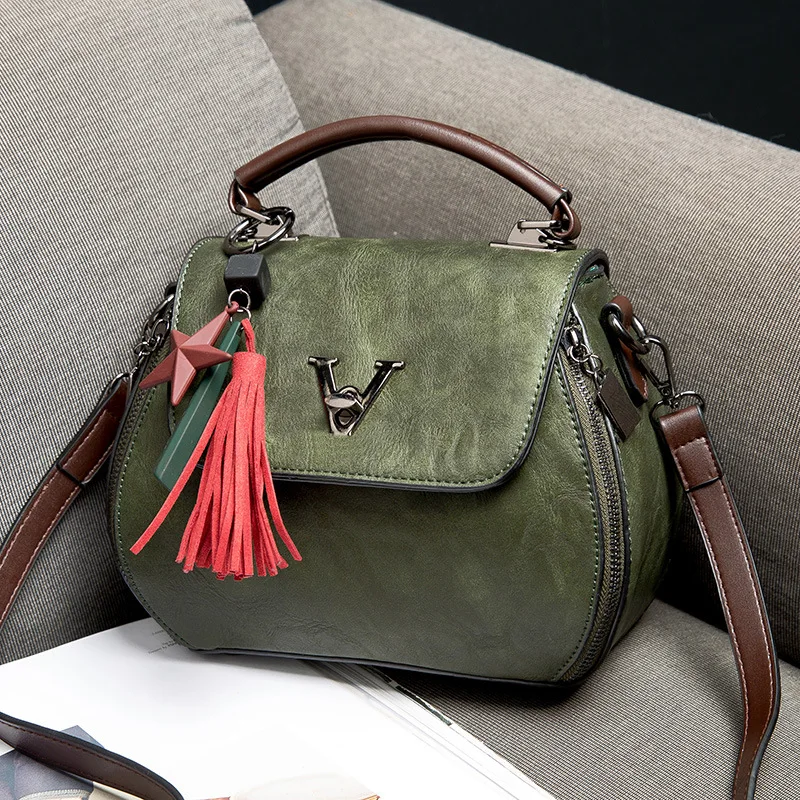 Cow Leather Women Shoulder Bags 2021 Solid Color Crossbody Messenger Purse Retro Top-Handle Bag Tote Shopping Handbags