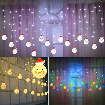 

3.5M Christmas Window Curtain Light String Christmas snowman LED Chain Lights #3O17