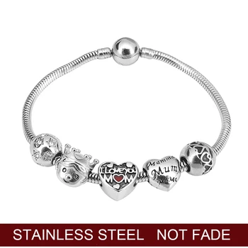 

2020 New Arrive Pandoras Love for Mother Silver Color Charm Bracelet Mother Day Jewelry Never Fade