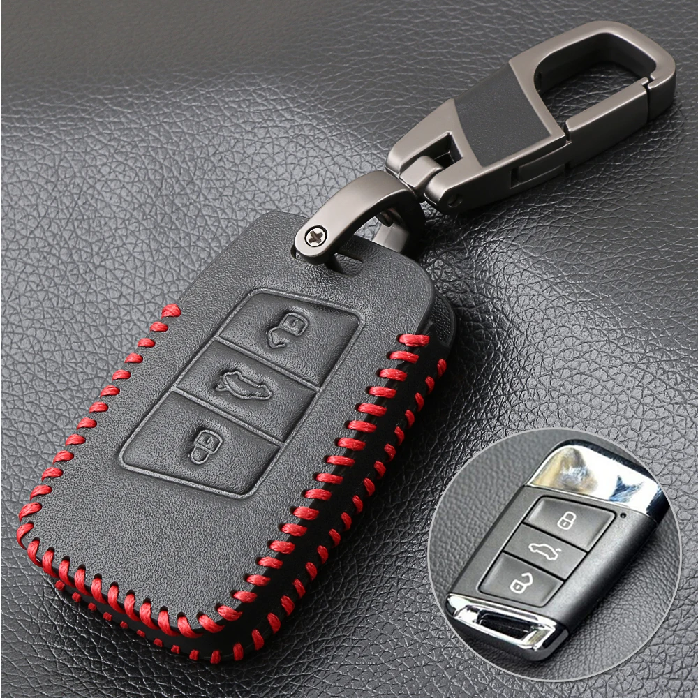 Авто ключ чехол 3 кнопки Пылезащитный для PASSAT B8 ARTEON Tiguan MK2 удаленные кожаные бирки кошелек оболочка