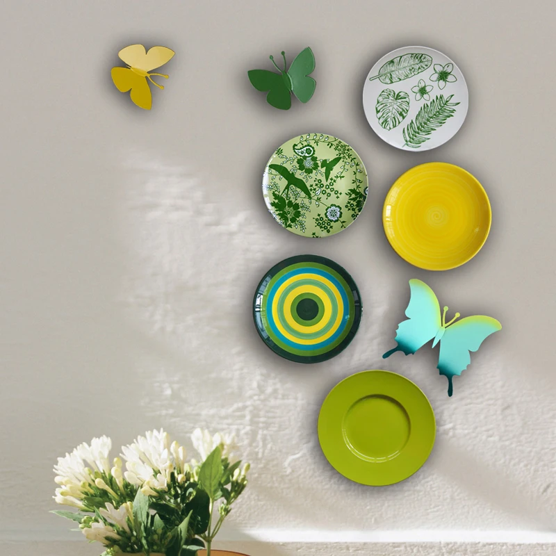 idyllic decorative Ceramic Plate hand-painted wall plate TV background Decoration Display restaurant living room hanging plate