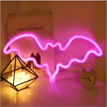 

INS Creative Pink LED Modeling Light Home Bedroom Bat Shape Decoration Gentle Neon Sign Light