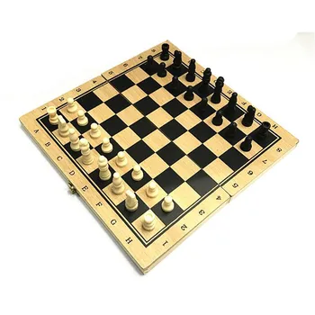 

Wooden Folding Portable Travel Game Chess International Checkers Backgammon 3 in 1 Set Outdoor Intertainment Gift