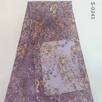 

2020 High Quality African Sequins Lace Fabric French Net nigerian Wedding Party Dress Swiss French Tulle lace