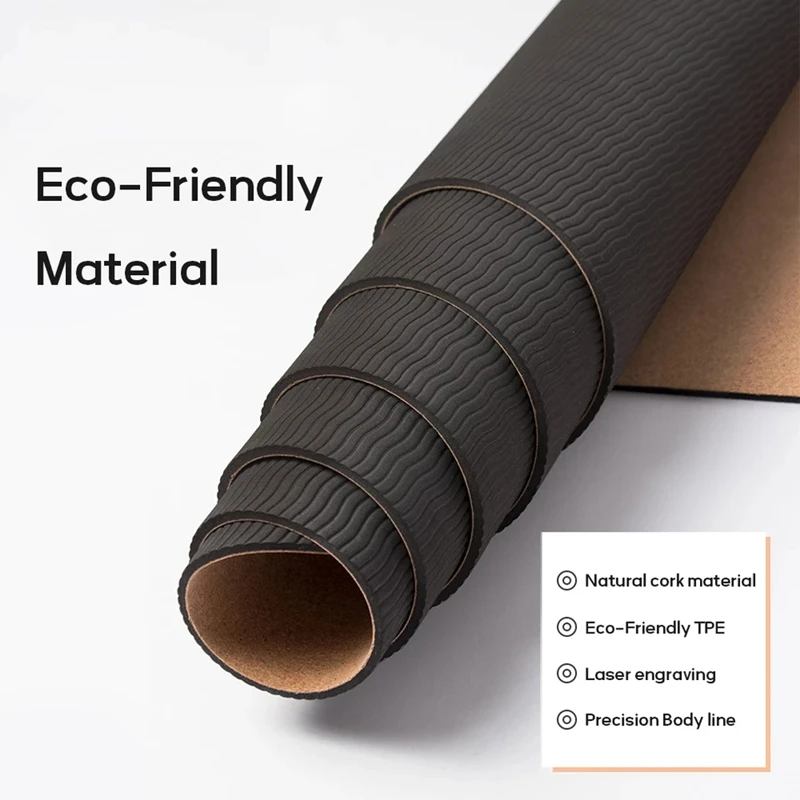 Accept customized 72*24 Inch Natural Cork TPE Yoga Mat Non-slip Pilates 5mm Exercise Mat Fitness Balance Training Mat 4mm