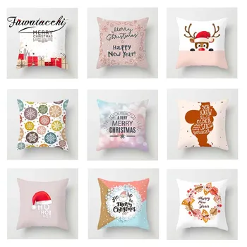 

Fuwatacchi Cute Christmas Cushion Cover Cartoon Xmas Deer Printed Throw Pillow Cover Case Decorative Home Sofa Couch Pillowcases