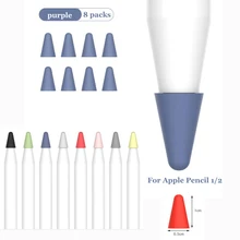 8 шт силиконовый сменный наконечник, защитный чехол для Apple Pencil, 1/2-й сенсорный стилус, бесшумный чехол для ручки