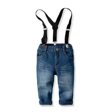 Хлопковые ковбойские брюки для мальчиков, Детские повседневные штаны на весну и осень, детские штаны на подтяжках для больших мальчиков