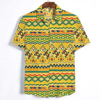 

Men Shirt Cartoon Printed grid Short Sleeve Loose Casual Hawaiian Shirt Men Summer Cool Fashion Streetwear Couple Shirts