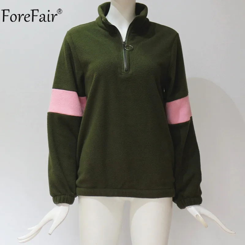 Forefair/Женская толстовка с v-образным вырезом на молнии в стиле пэчворк; сезон осень-зима; теплый пуловер; Повседневная плюшевая толстовка из искусственного меха