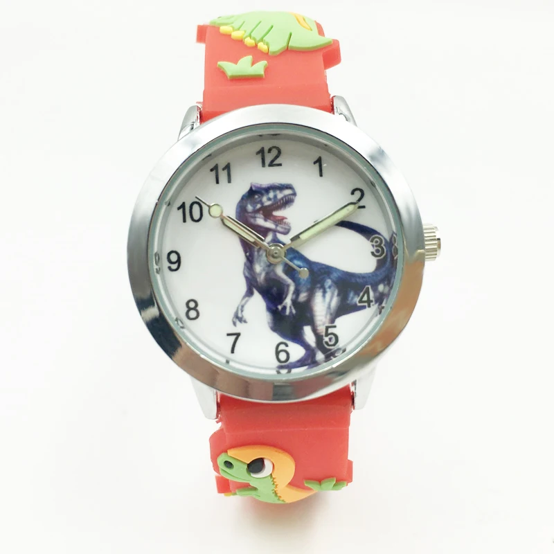hot fashion 3D dinosaur analog quartz watch for kids boys girls wristwatches jelly silicone band studnets clock free drop shipping (3)