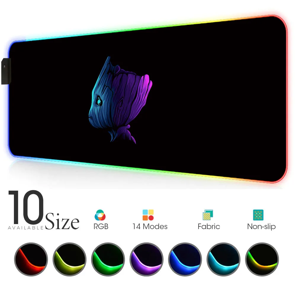 

Minimalist RGB Mouse Pad Black Gamer Accessories Large LED MousePad Gaming with Backlit Rubber computer laptop for bears pc