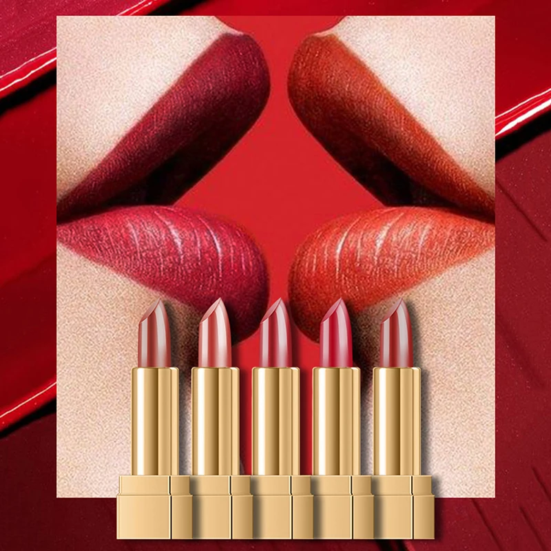 Deep Red Series Sexy Lipstick Long Lasting Pigments Lip Makeup Moisturizing Non-stick Maquiagem N |
