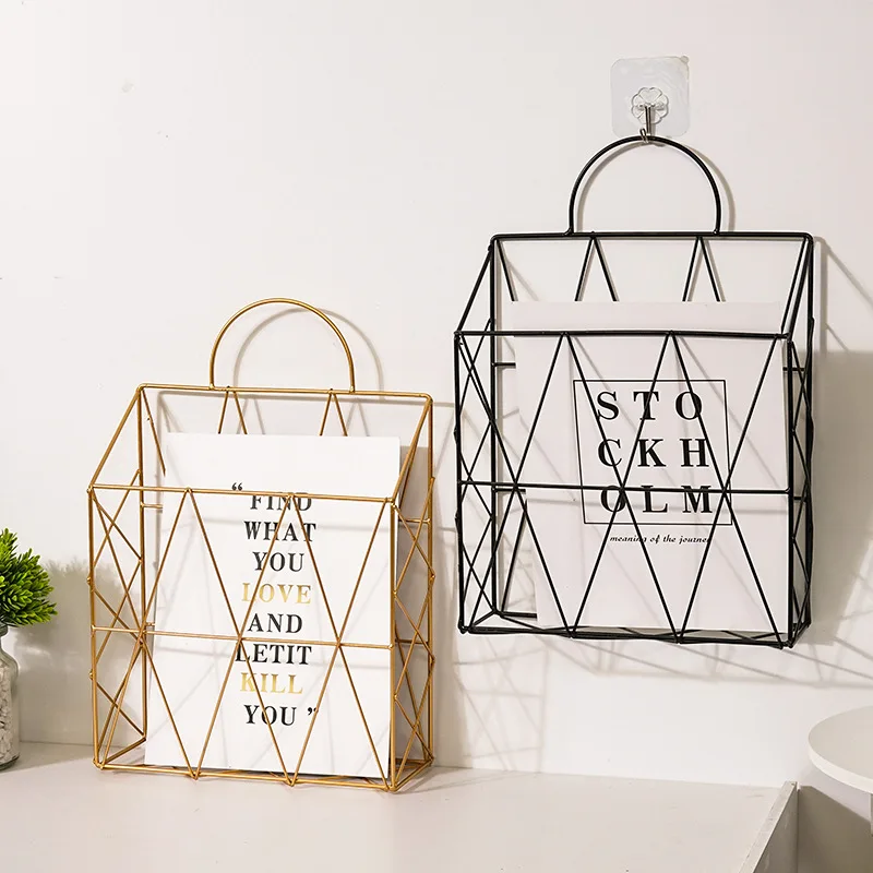 Newspaper Magazine Racks Metal Iron Wall Hanging Book Holder Shelf Storage Organizer Magazine Rack DIY Office Home Decoration
