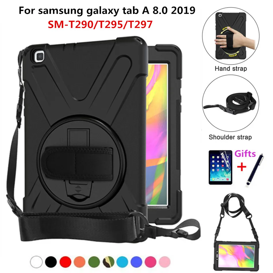 Чехол для Samsung Galaxy Tab A 8,0 SM-T290 SM-T295 T295 T297 чехол Funda противоударный сверхмощный с ремешком на запястье+ пленка+ ручка