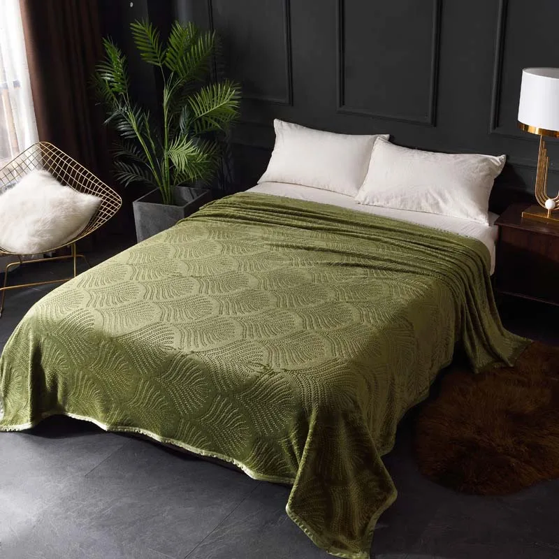Рельефный зимний теплый плед постельные принадлежности покрывало офисное покрывало детское стеганое одеяло queen/King size - Цвет: tea green