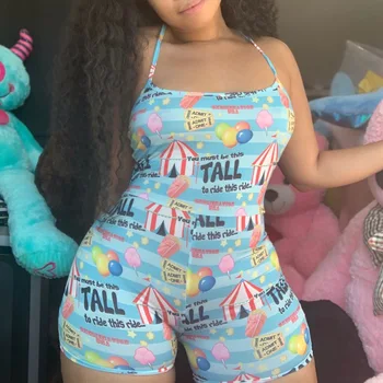 

Summer Playsuit Pajama 2020 Women's Lady Sexy Romper Bodycon Casual Jumpsuit Romper Sleveless Shorts Leotard Home Wear Tracksuit