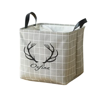 

Cotton And Linen Foldable Dirty Clothes Laundry Basket With Handle Sundries Kids Toys Storage Box Picnic Baskets