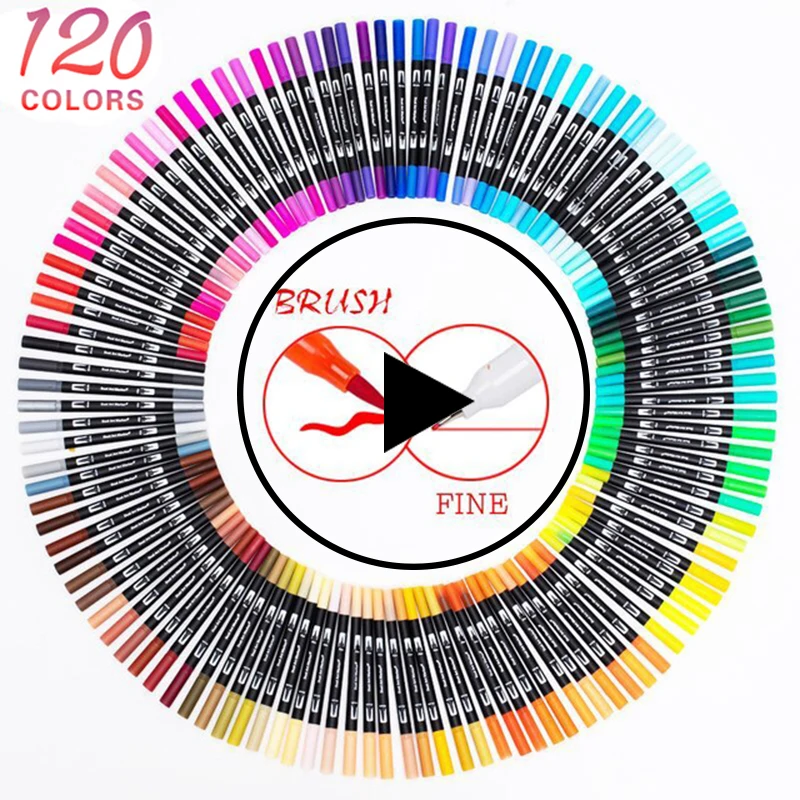

Watercolor pen steel note pen art sketch pen drawing pen brush set 12 24 36 48 60 72 100 120 professional color pen