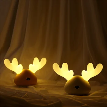 

Christmas Cartoon Deer Silicone Night Light Sleeping Lamp Children Lampara LED Lights Creative Gifts Colorful USB Home Decor