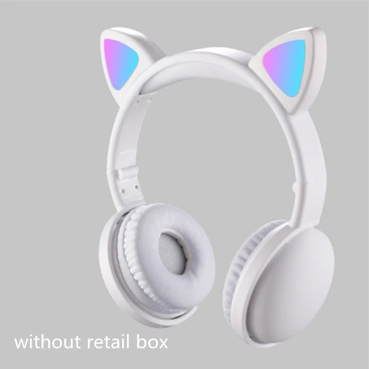 Новое поступление RGB цветной светодиодный кошачий наушник с шумоподавлением Bluetooth 5,0 гарнитура для взрослых и детей с микрофоном - Color: white no retail box
