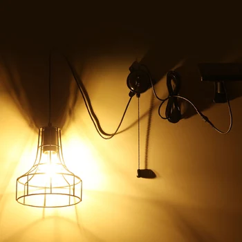 

E27 Pendant Light With Pull Landscape Vintage Replaceable Bulb Solar Powered Indoor Lighting Emergency Barn Shed Warm White