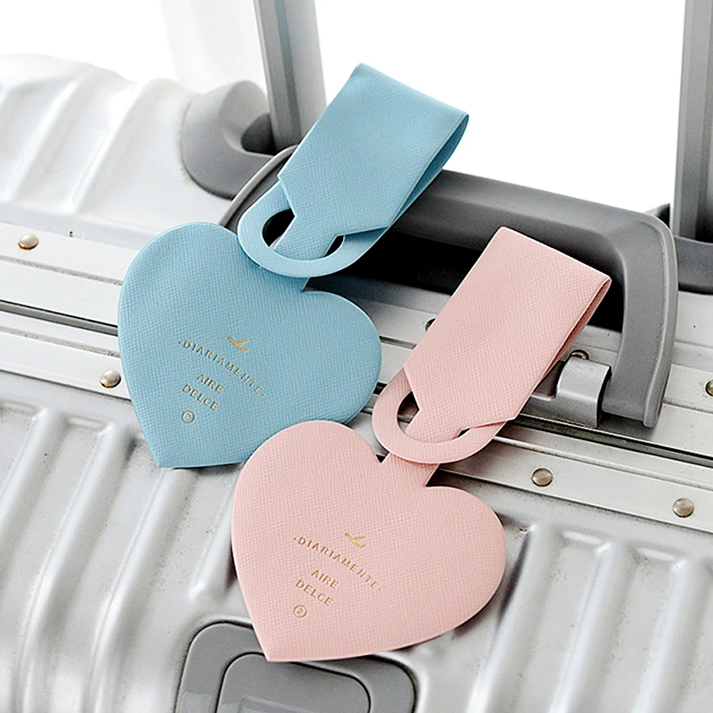 Simple Heart Shape Leather Luggage Tag Women Travel Suitcase ID Address Holder Girls Baggage Tags Boarding Bag Portable Label |