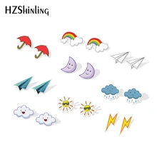 Новые бумажные акриловые серьги, облака, темные облака, полимерная серьга, радужные эпоксидные серебряные серьги, позолоченные женские