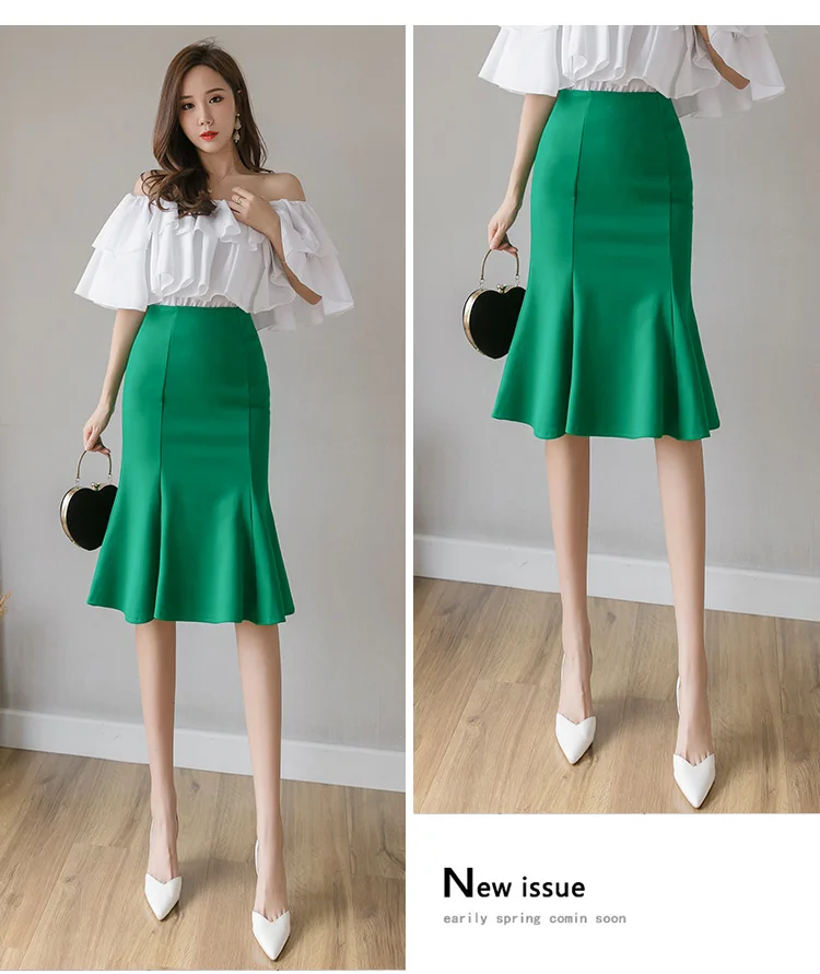 tennis skirt Brand Designer Oversize Elegant Women Mermaid Skirts High Waist Female All-match Casual Skirts Office Lady Stretch Midi Jupe white tennis skirt