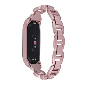 

Application for Xiaomi Mi Band 3\4 Watch Strap Stainless Steel Watch Band Watch Strap 4 Millet Bracelet 8 Diamond Set Replace