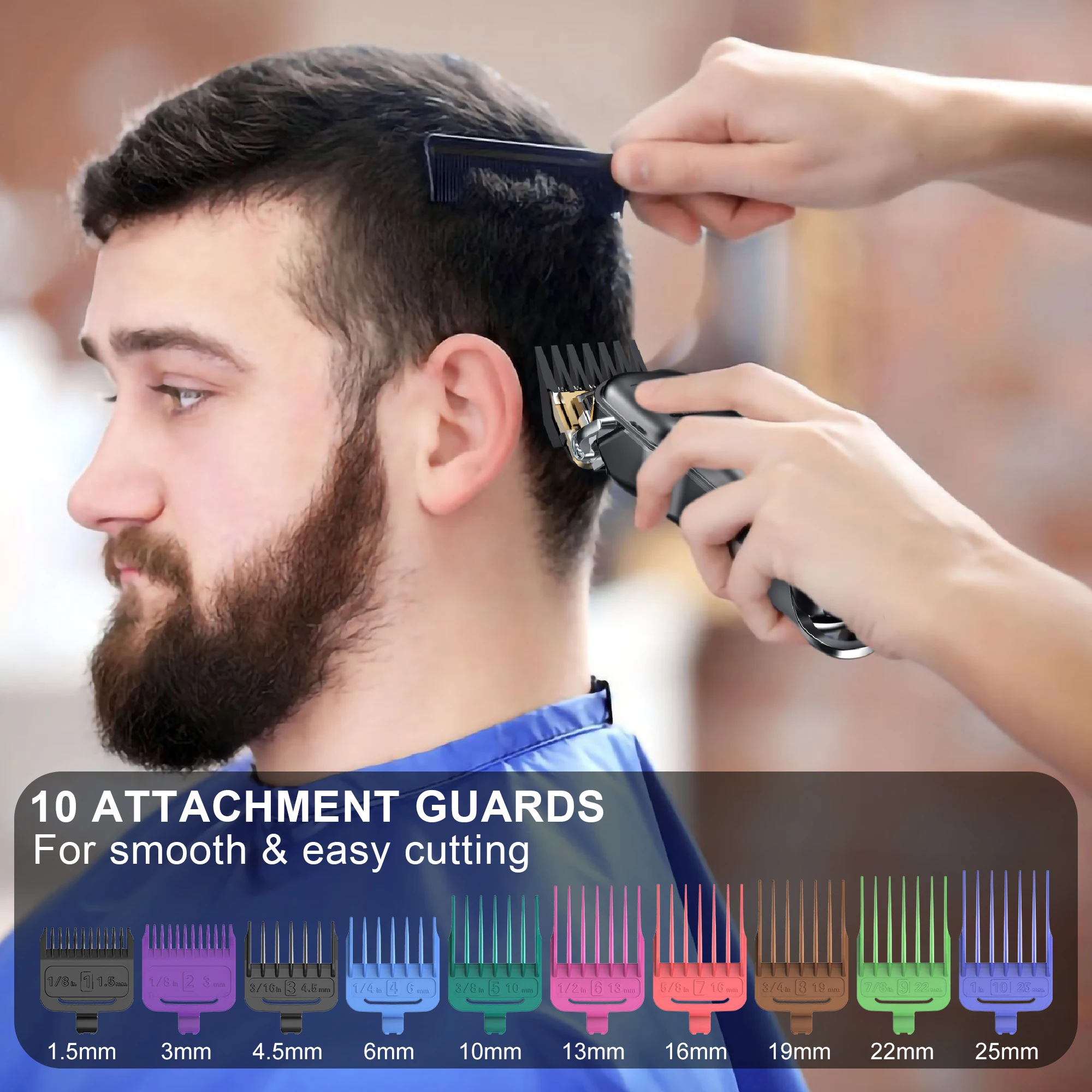 HATTEKER Clipper Mens Beard Trimmer Professional Cordless Rechargeable Hair Cutter Kit Barber Shop Strong Power_voghion.com