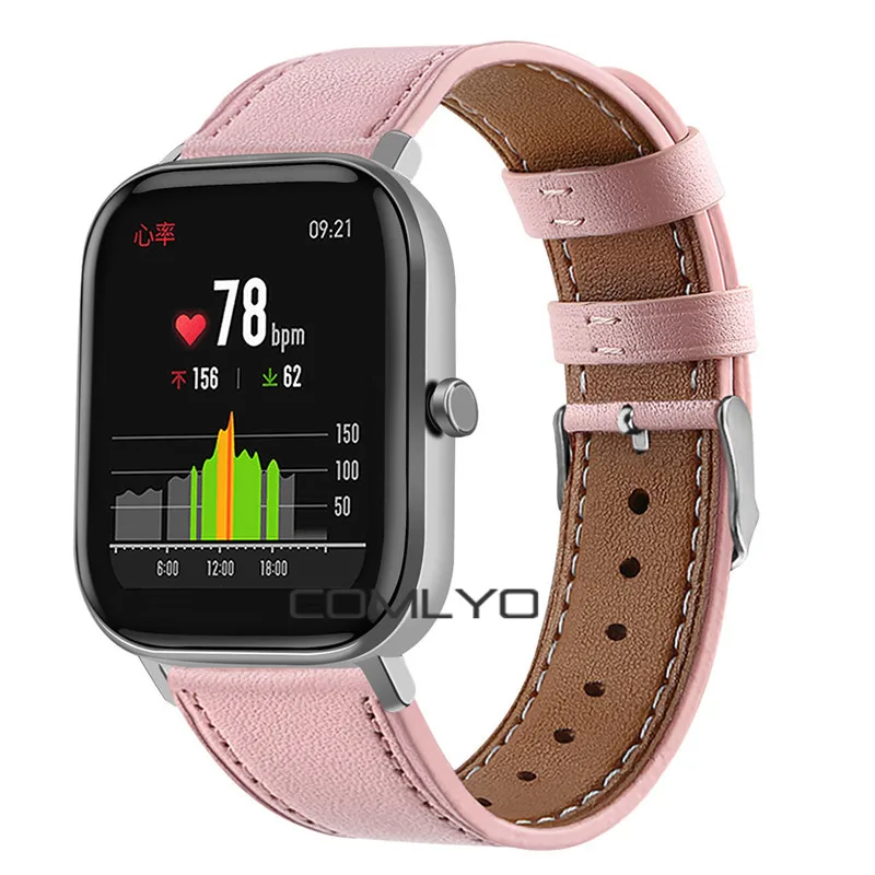 Ремешок для часов для xiaomi huami amazfit GTS ремешок кожаный модный браслет Открытый спортивный Сменный ремень для amazfit bip ремешок - Цвет: Розовый