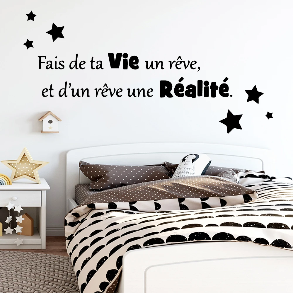 Diy Wall Stickers French Frase Vinyl Sticker For Kids Room Decor Wallpaper Decals phrase stickers mural | Дом и сад